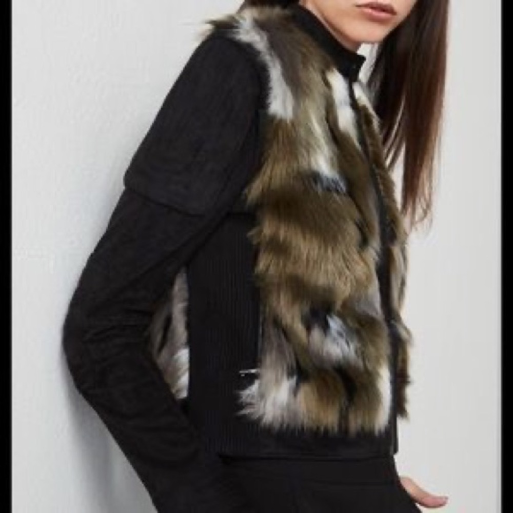 BCBGMAXAZRIA - Dimitri- Faux Fur & Black Suede Jacket/Vest